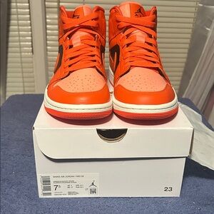 Jordan 1 Mid SE Bright Orange and Black
